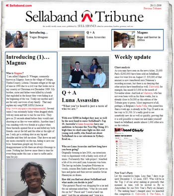Interview Magnus in Sellaband Tribune
