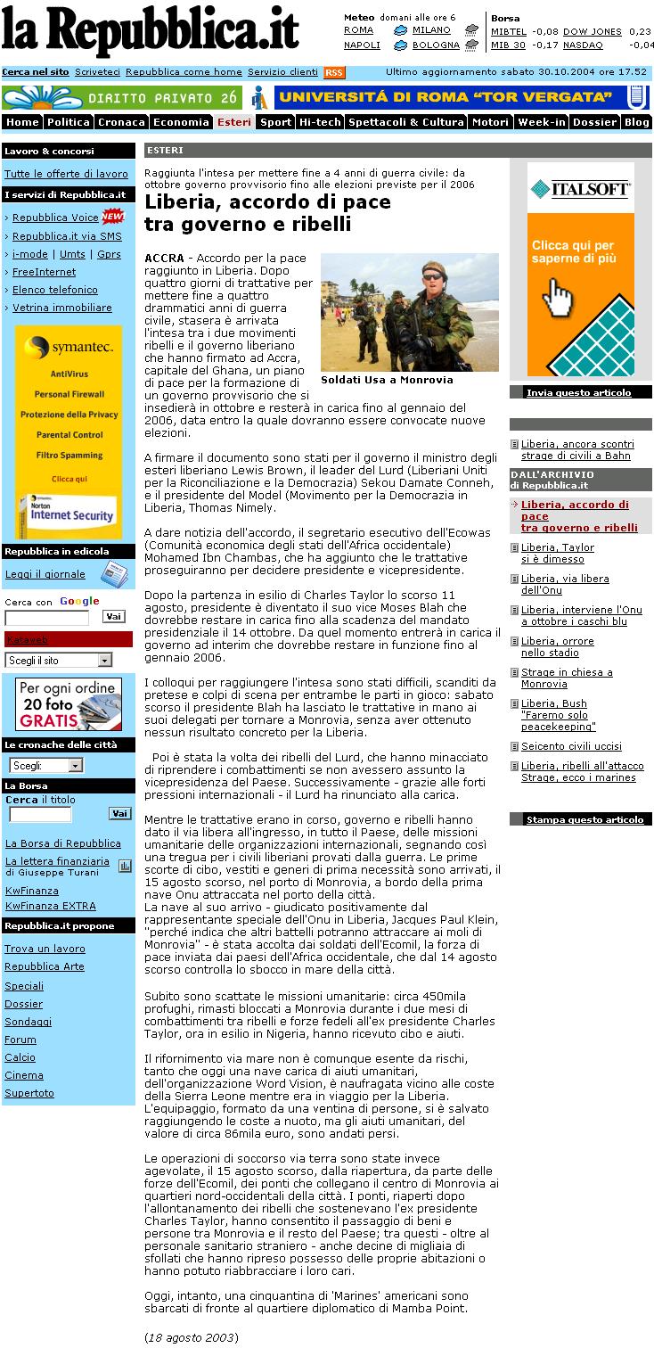 La Repubblica Italy August 08, 2003